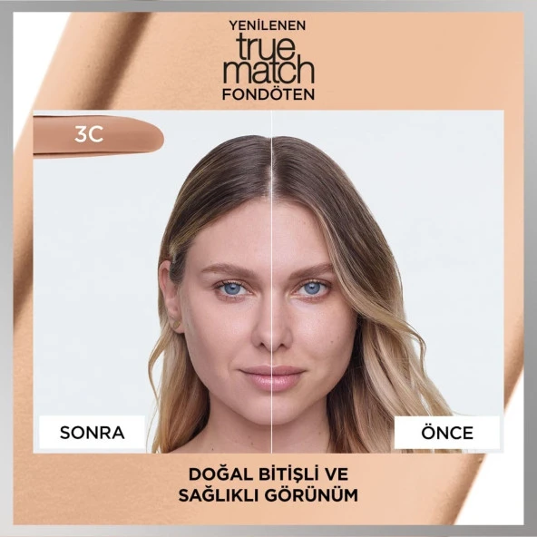 L'Oréal Paris True Match Bakım Yapan Fondöten - 3C Soğuk Alt Ton - 6