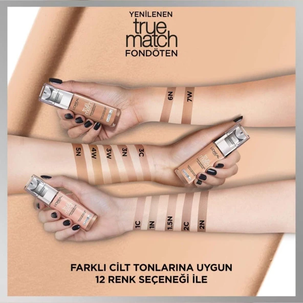 L'Oréal Paris True Match Bakım Yapan Fondöten - 3C Soğuk Alt Ton - 7