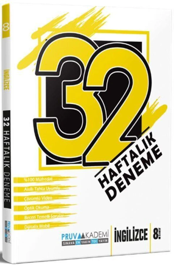 8. Sınıf İngilizce 32 Haftalık Deneme Pruva Akademi