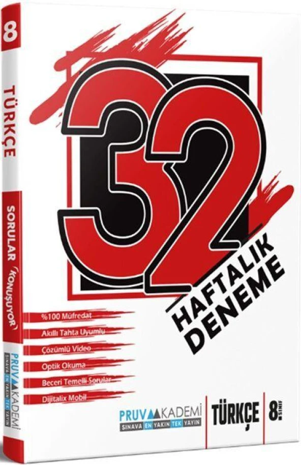 8. Sınıf Türkçe 32 Haftalık Deneme Pruva Akademi ürün görseli