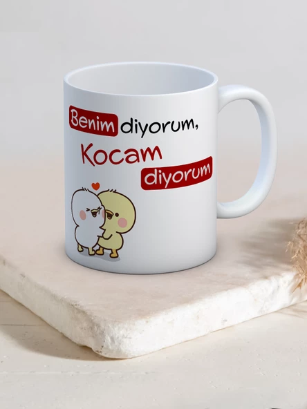 Baskılı Kupa Bardak Seramik Mug - Kocam Diyorum..