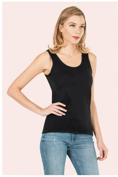 Anıt Kadın Ribana Biyeli Havuz Yaka Geniş Askılı Atlet 2102 - 6 Adet - Resim 2