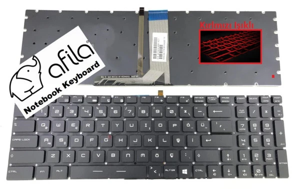MSI GL65 Leopard GL75, 10SDR-087TR msi Uyumlu Notebook Klavye (Siyah TR) V1 / Kırmızı ışıklı