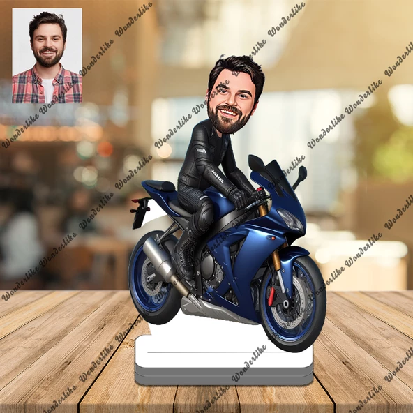 Bay Motorcu 3D Ahşap Biblo,Sevgiliye Hediye,Doğum Günü Hediyesi