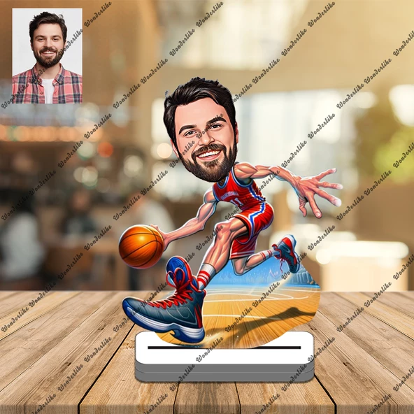 Basketbolcu 3D Ahşap Biblo,Sevgiliye Hediye,Doğum Günü Hediyesi ürün görseli