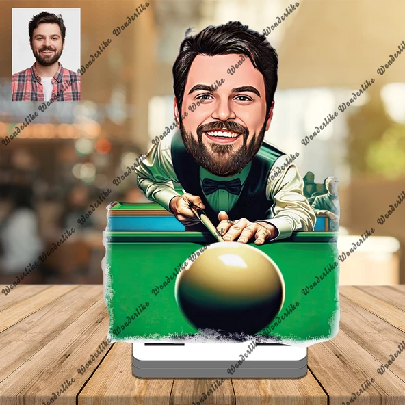 Bilardo Ustası 3D Ahşap Biblo,Sevgiliye Hediye,Doğum Günü Hed ürün görseli