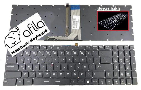 MSI GL72 6QE-1025TR, GL72 6QE-1027XTR msi Uyumlu Notebook Klavye (Siyah TR) V1 / Beyaz ışıklı
