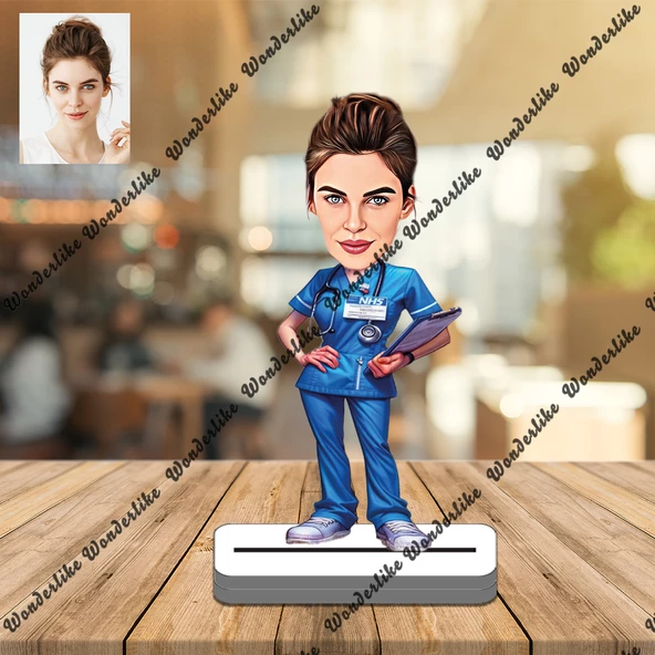 Sağlık Çalışanı 3D Ahşap Biblo,Sevgiliye Hediye,Doğum Günü Hedi - 1