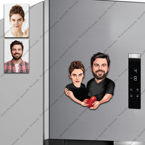 Evli Mutlu Tasarımlı Buzdolabı Magneti/Resim Gönder Magnet Olsun - 1
