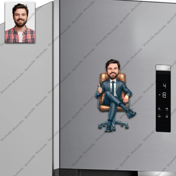 Patrorı İş Adamı Tasarımlı Buzdolabı Magneti/Resim Gönder Magnet Olsun