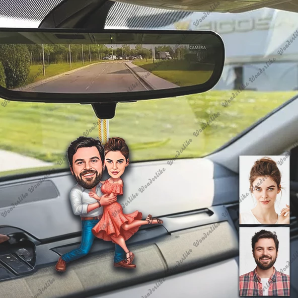 2 Kişilik Arkadaş Ahşap Tasarımlı Araba Dikiz Ayna Süsü ürün görseli