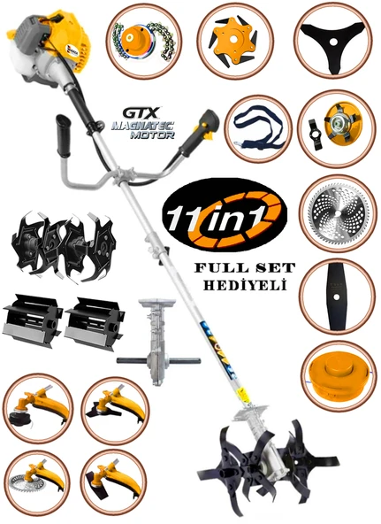 Wacker Pro Germany 11 In 1 X-gtec 20 Hp Yan Tipi Ot Çim Çalı Biçme Tırpanı Akrobat Çapa Aparatı Eşeleme