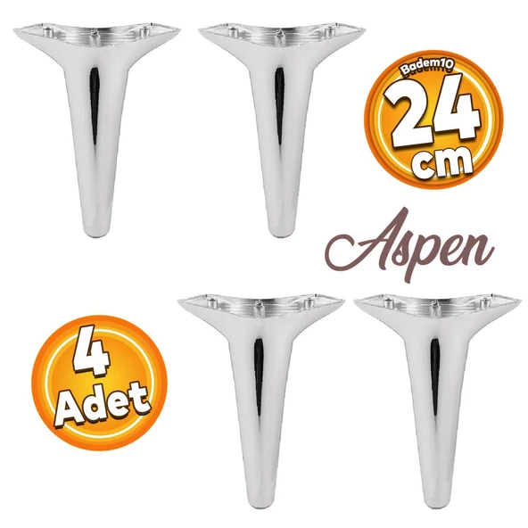 Aspen Lüks Mobilya Kanepe Tv Ünitesi Konsol Koltuk Ayağı Krom Baza Ayakları 24 Cm (4 ADET)