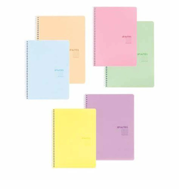 Keskin Color Pastel A5 2 Adet 100 Yaprak Çizgili+2 Adet 100 Yaprak Kareli Spiralli Defterr