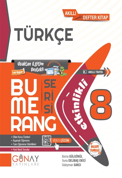 GÜNAY YAYINLARI 8.SINIF BUMERANG ETKİNLİKLİ TÜRKÇE