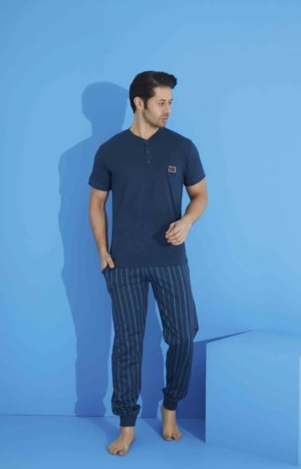 Erkek Çizgili Desenli  Penye Pijama Takımı 5070