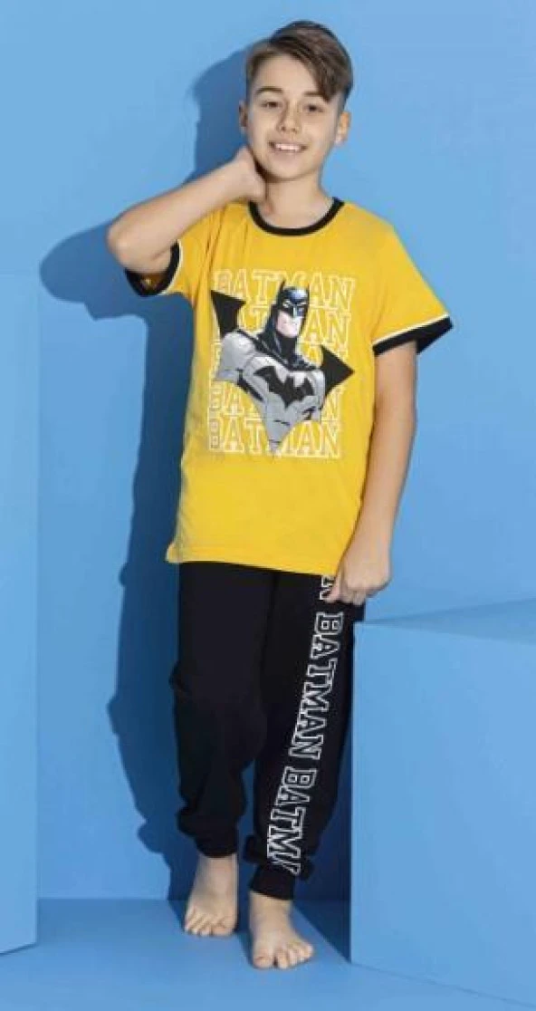 Erkek Çocuk Batman Baskılı Garson  Pijama Takımı 3637-S
