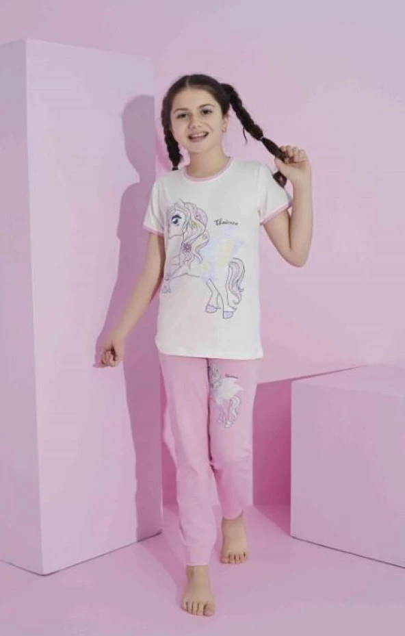 Kız Çocuk Kanatlı Unicorn Garson Boy Pijama Takımı 2619