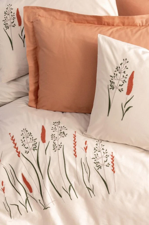 Cotton Box Brode Ranforce Çift Kişilik Nevresim Takımı Maia Karamel - Resim 2
