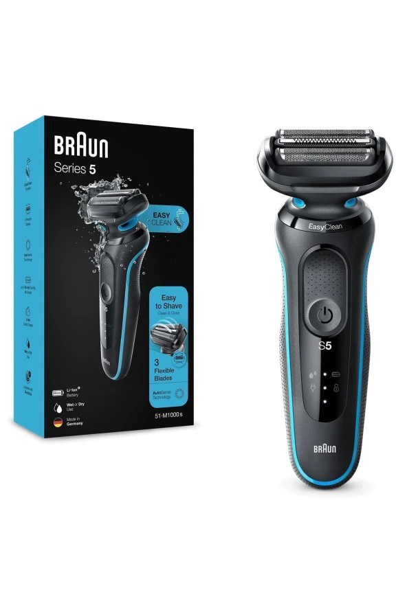 Braun Yeni Seri 5 M1000s Kablosuz Tıraş Makinesi, Autosense, Easyclean, Easyclick, Islak & Kuru - 5