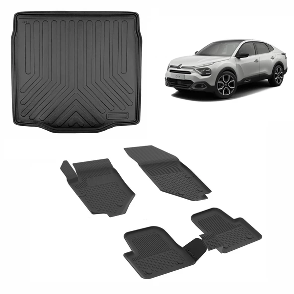Citroen C4 X 2021 Sonrası  Sahler 4.5D Paspas ve Rizline 3D Bagaj Havuzu Siyah ürün görseli