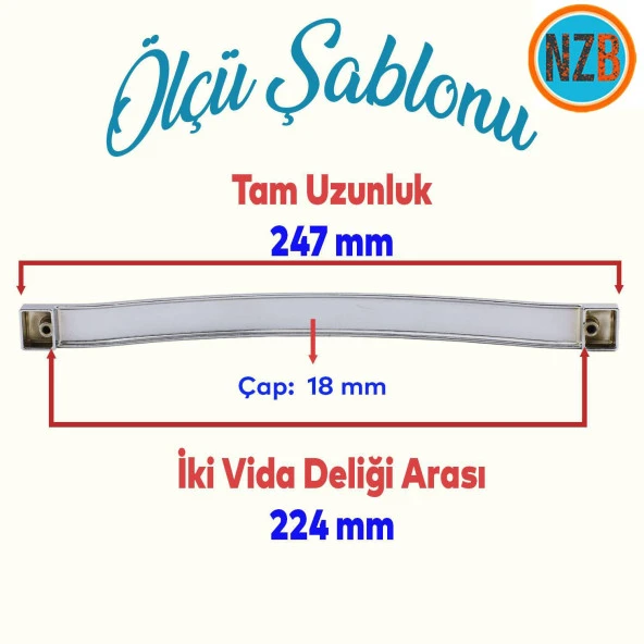 Mobilya Mutfak Dolabı Çekmece Dolap Kapak Kulbu Kulpu Krom 224 mm Metal Kulp - 2