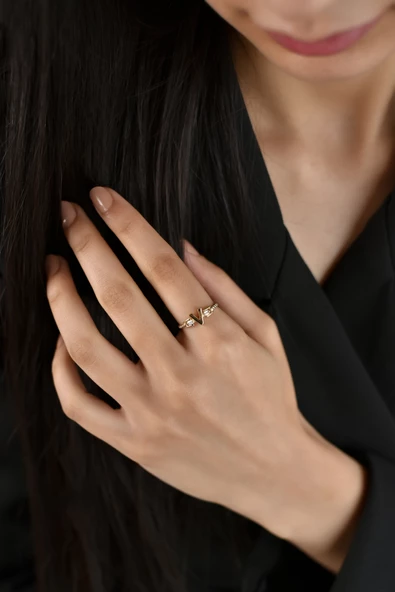 ÇG Yzk429 V Harfi Altın Yüzük - 3