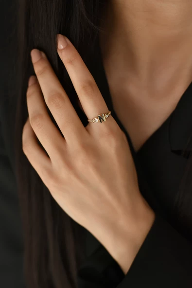 ÇG Yzk430 N Harfi Altın Yüzük - 3