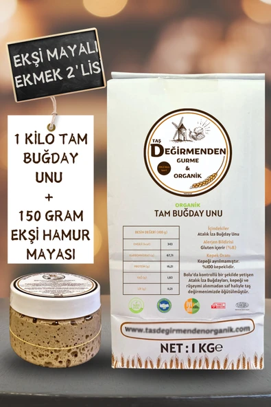 Taş Değirmenden Organik Atalık Tam Buğday Unu - Siyez Ekşi Hamur Mayası - Resim 2