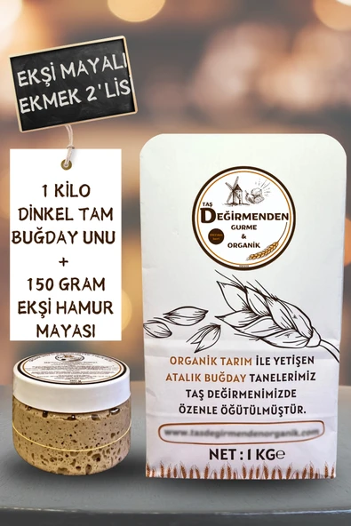 Taş Değirmenden Organik Organik Atalık Dinkel Spelt Kızıl Tam Buğday Unu - Siyez Ekşi Hamur Mayası ürün görseli