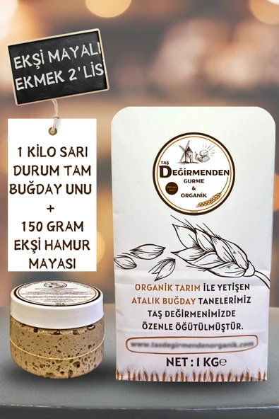 Taş Değirmenden Organik Organik Atalık Sarı Durum Tam Buğday Unu - Siyez Ekşi Hamur Mayası ürün görseli