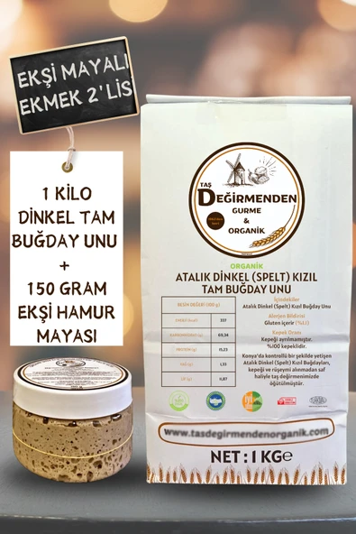Taş Değirmenden Organik Organik Atalık Dinkel Spelt Kızıl Tam Buğday Unu - Siyez Ekşi Hamur Mayası - Resim 2