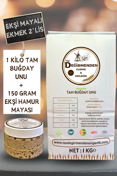 Taş Değirmenden Organik Organik Atalık Tam Buğday Unu - Siyez Ekşi Hamur Mayası - Resim 2