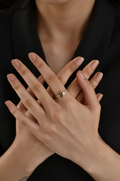 ÇG Yzk431 Ü Harf Altın Yüzük - 2