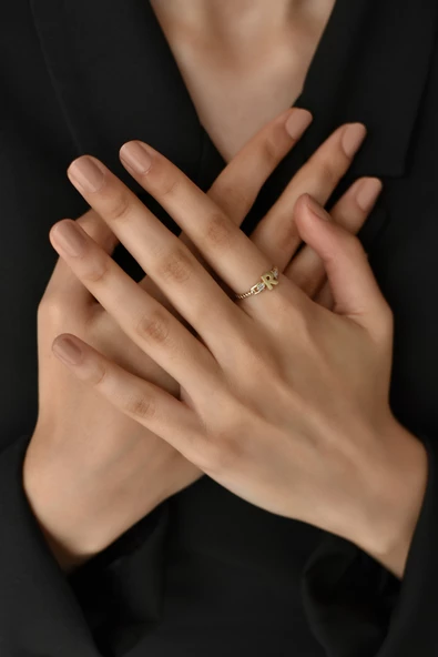 ÇG Yzk432 R Harfi Altın Yüzük - 2