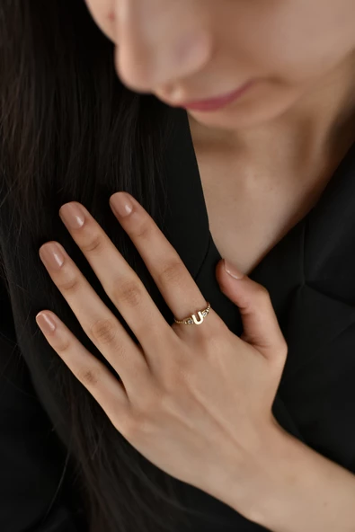 ÇG Yzk434 U Harfi Altın Yüzük - 2