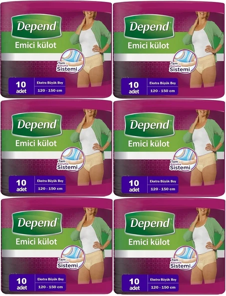 Depend Emici Külot Hasta Bezi XL - Extra Büyük Kadın 60 Adet (6PK*10)