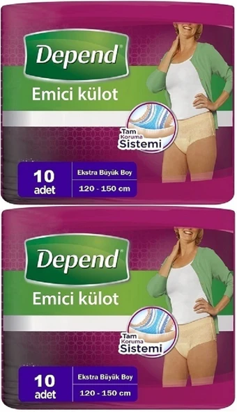 Depend Emici Külot Hasta Bezi XL - Extra Büyük Kadın 20 Adet (2PK*10)
