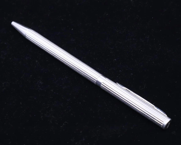 925 Ayar Gümüş Tükenmez Kalem Çizgili Dizayn - Resim 3