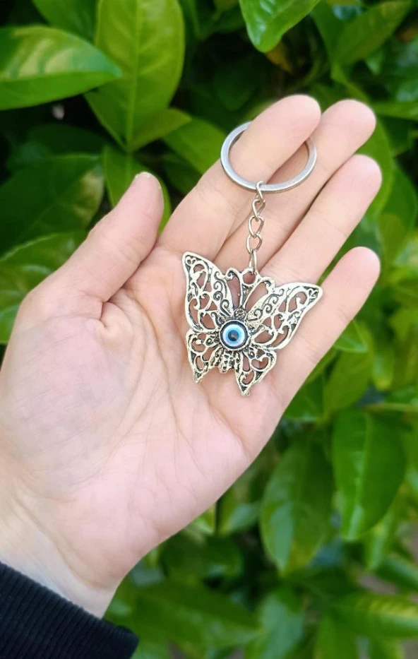 Kelebek Kötü Göz Kovucu Metal Anahtarlık - Resim 3