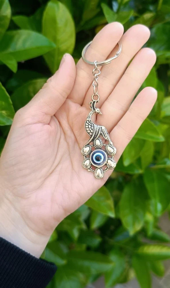 Tavus Kuşu Kötü Göz Kovucu Metal Anahtarlık - 2