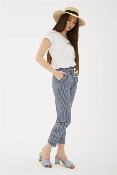 FASHION FRIENDS KADIN ÇİZGİLİ PANTOLON 24Y0344K1