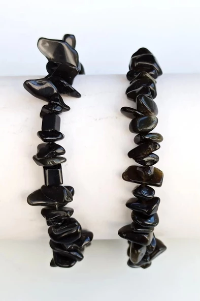 Siyah Obsidyen Bileklik Kırıktaş 628-3 - 2
