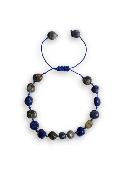 Doğal Lapis Lazuli Bileklik Makrome Ayarlı 417-5