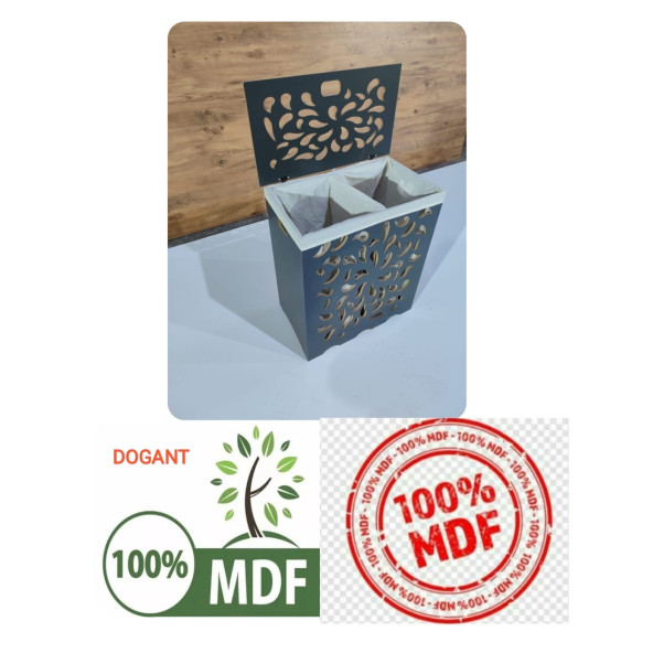DOGANT  AHŞAP ÇİFTLİ GÖZLÜ ÇAMAŞIR SEPETİ ANTRASİT