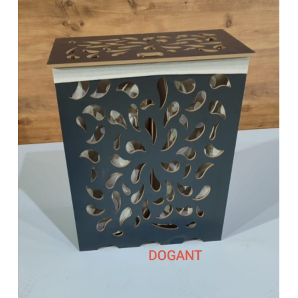 DOGANT  AHŞAP ÇİFTLİ GÖZLÜ ÇAMAŞIR SEPETİ ANTRASİT - 2