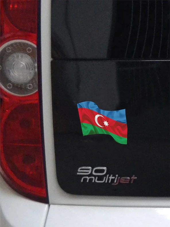 Azerbaycan Dalgalı Bayrak Etiket 10 x 9 cm - 3