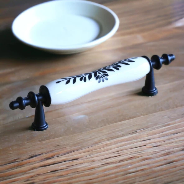 Porselen Beyaz Siyah 96 mm Kulplar Mobilya Mutfak Dolabı Çekmece Dolap Kapak Kulpu Kulbu - Resim 2