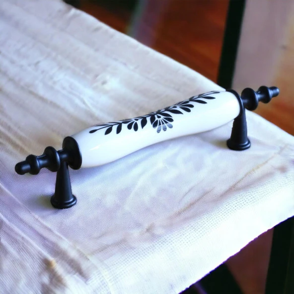 Porselen Beyaz Siyah 96 mm Kulplar Mobilya Mutfak Dolabı Çekmece Dolap Kapak Kulpu Kulbu - Resim 3