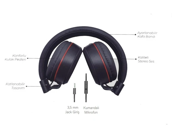 Bood HXB-50 Stereo Kablolu Kulaklık  Siyah - 3